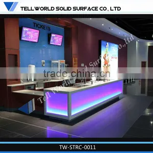 High Glowing Translucent Led Lighting Beauty Salon Curved Reception Desk thumbnail-1
