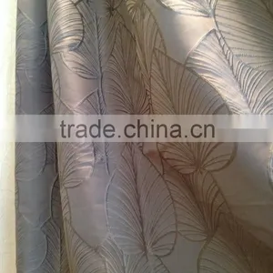 2016 New Arrival Modern Brief Style 100% Polyester Big Leaf Jacquard Window Curtain thumbnail-2