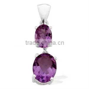 Wholesale Classic Design 925 Sterling Silver Amethyst Gemstone Pendant thumbnail-1