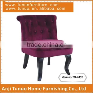 Mini Sofa Chair With Velvet Material and Assembled Black Color Rubber Wood Legs, With Buttons on the Back Cushion.TB-7432 thumbnail-2