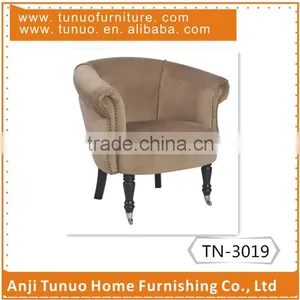 Accent Chair,handle With Nails,velvet Cover With Piping,front Legs With Wheel.TN-3019 thumbnail-1