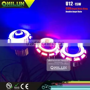 Wholesale U12 12-80V 15W LED Motorcycle Headlight With COB Angel Halo Ring thumbnail-3