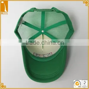 Custom Green Unisex Embroidered Character 5 Panel Curved 100%cotto n Mesh Trucker Baseball Wholesale thumbnail-4