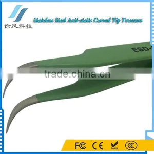 BST-EDS-17 Stainless Steel Anti-static Curved Tip Tweezers Curved Eyelash Extension Tweezers thumbnail-4