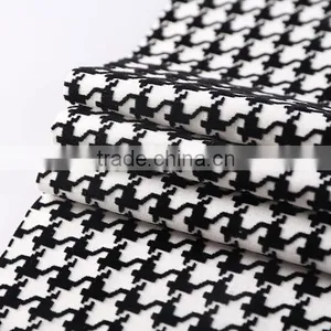 1PCS SALE!!!!Factory on Slea Spray Spandex Houndstooth Flock Knitted Fabric for Garment thumbnail-3