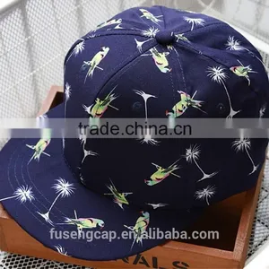 Parrot and Dandelion Printed Logos All Blue Fashion Free Snapback Hats thumbnail-1