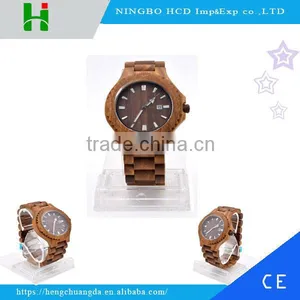 Hot Selling Fashion Round Dial Quartz Wood Watch thumbnail-1