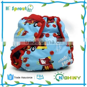 Baby One Size Printed Double Gussets Snaps Cloth Diaper Cover for Prefolds thumbnail-1
