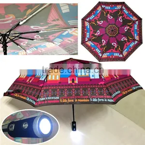 2017 Umbrella With Flashlight,LED Umbrella,promotion Advertisement 3 Fold Automatic Umbrella thumbnail-2
