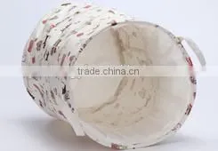 Printed Cute Round Waterproof Drastring Basket Hamper , Bathroom Printed Cotton Laundry Basket thumbnail-3