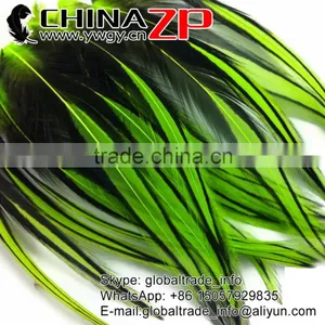ZPDECOR Feather Hair Extension Dyed Lime Green Laced Medium Rooster Cape Feathers thumbnail-1