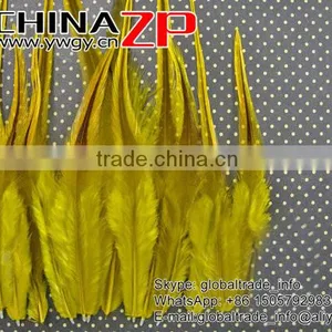 Gold Supplier CHINAZP Wholesale Top Selling Decorative Dyed Yellow Chicken Rooster Saddle Feathers for Sale thumbnail-5