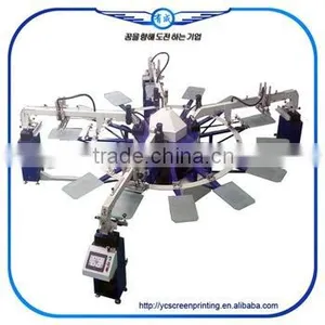 4 Color 14 Stations Automatic Texile Rotary Silk Screen Printer Price thumbnail-1
