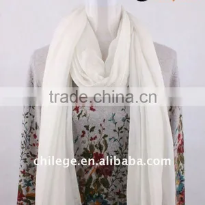 White Thin Plain 90%modal 10%cashmere Scarf Wrap thumbnail-1