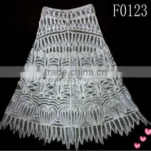 Handwork Crochet Cotton Lace Embroidery Designs Ladies Skirts thumbnail-1