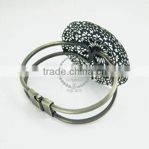 56mm Setting Vintage Brass Round Flower Base Tray Bracelet Blank,antiqued Bronze Bracelet Cuff Tray 1900021 thumbnail-2