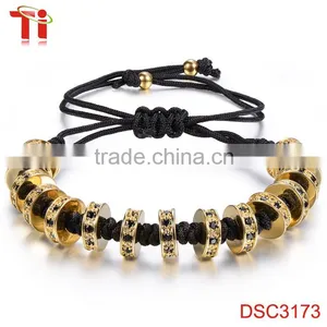 Fashion Gold Plated Zircon Stoppers Macrame Bracelet Braided Rope, 18k Gold Jewellery Wholesale Charm Bracelet thumbnail-2