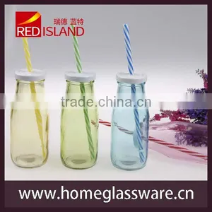 Small Glass Milk Bottle Juice Bottle 11oz thumbnail-1