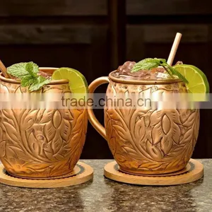 New Design Aarrival......16oz Moscow Mule Copper Mug, Solid Copper Mug Embossed Design thumbnail-4