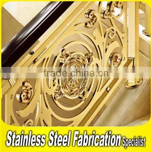 Interior Prefab Art Handrail Aluminum Gold Color Stair Handrail thumbnail-2