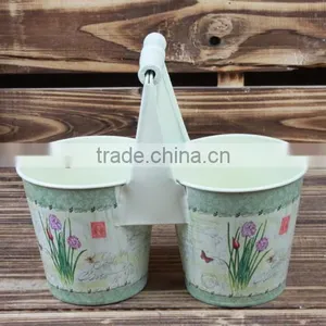 2015 Garden Decoration Paper Decal Antique Metal Bucket Wholesale thumbnail-1