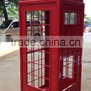 Antique Red Painted Metal Street Telephone Booth thumbnail-1