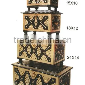 Brass Inlay Hand Carved Wooden Boxes, Hand Carved Wooden Boxes, Decorative Carved Wooden Boxes, Wooden Craft Box, thumbnail-1