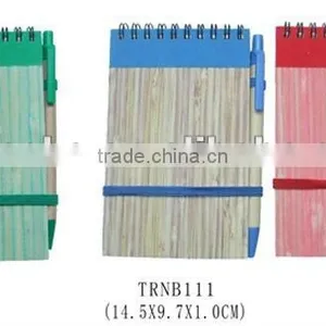 New Design for Promotional Bamboo Cover Recycled Note Book With Recycled Ball Pen thumbnail-1