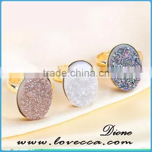 Fashion Gold Plated Geode Rings Natural Druzy Ring thumbnail-4