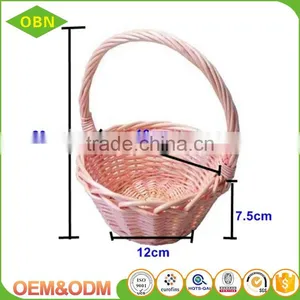 China Supplier Fashion Durable Lovely Girl Small Cheap Pink Decor Wicker Hanging Flower Basket for Wedding thumbnail-6