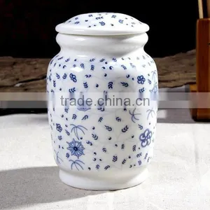 Blue Decal Antique Cremation Urn for Pet thumbnail-1