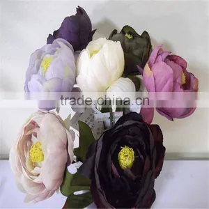 SJ20170050 Artificial Purple Fabric Peony Flower for Indoor Decoration thumbnail-1