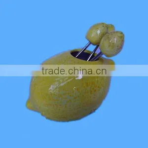 Cute Mini Fruit Fork Set With Ceramic Holder for Decoration thumbnail-1