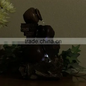 Rustic Brick Wall and Jugs Tabletop Fountain With LED Light thumbnail-5