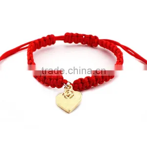 Enamel Gold Heart Charm Handwoven Bracelet Adjustable Braided Macrame Bracelet Promotional Friendship Bracelet thumbnail-2