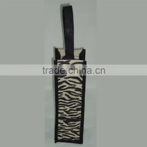 Zebra Print Jute Wine Bag - Jute Handle Wine Bag for One Bottle thumbnail-1