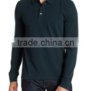 Mens Long Sleeve Polo Tee Shirts With Pocket Cheap Wholesale Plain Black T-shirts Tshirts thumbnail-4