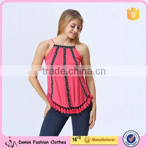 New Design China Clothing Manufacturers Petite Tassels Top For Women thumbnail-1