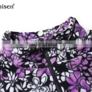 High Quality 100% Polyester Printing Ladies Fleece Sport Jacket thumbnail-3