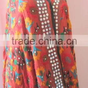 Deep Rust Orange PHULKARI GEORGETTE DUPATTA SHAWL, Sequin Hand Embroidery thumbnail-1