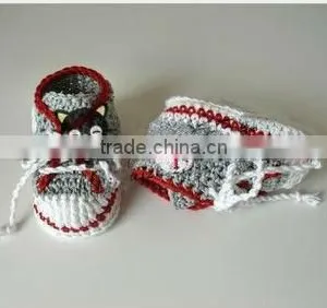 Hand Crochet Baby Shoes With Latchet Fashion Toddlers Infant Winter Knitted Shoes thumbnail-4