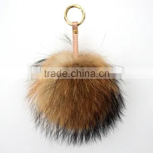 Myfur High Quality Real Raccoon Fur Keychain/Real Raccoon Fur Pom Poms/Pom Pom Fur Key Chain thumbnail-2