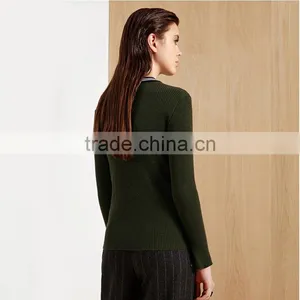Green Color Women Sweater 2017 Fashion Round-neck Pullover Sweater thumbnail-2