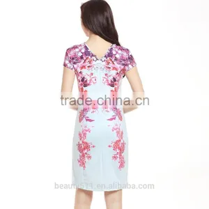 Wholesale Polyester Elastane Curved Hem Distressed Mini Ladies Summer Dresses SD02 thumbnail-3