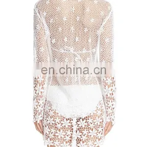 C101 Women Sexy Crochet Beach Cover-Up Tunic Dress thumbnail-3