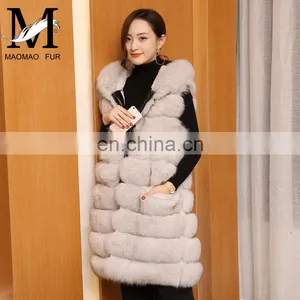 2015 Top Quality Lovely Fur Vests Women Outer Wear Vest Real Blue Fox Fur Coat China thumbnail-3