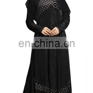 Casual Daily Wear Women's 2017 Abaya Burkha With High Quality Brocade Embosed Velvet Work ( Islamic Muslim Wear) thumbnail-5