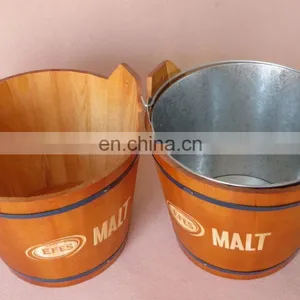 Hot Selling Personalized Plastic Custom Ice Bucket With Wood Top thumbnail-6