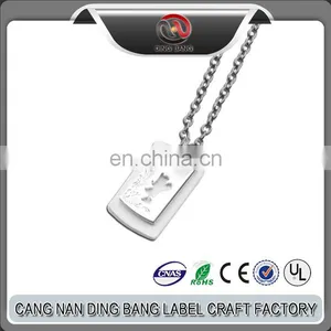 Promotional Metal Crafts High PolishedJewelry Type Custom Sliver Relief Military Dog Tag Pendant thumbnail-1