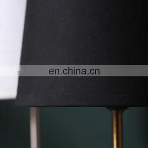 High Quality Modern Luxury Design Hotel Home Decor Black Linen Lampshade Metal Table Lamp for Bedroom thumbnail-5
